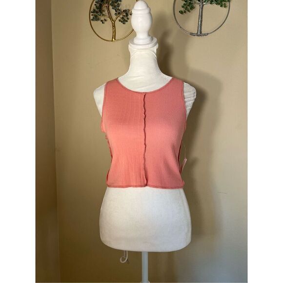NWT! American Eagle Pink Mixed Knit Crop Top Small - Picture 6 of 7